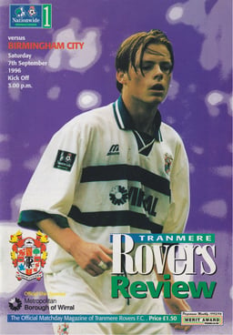 Tranmere Rovers v Birmingham City Match Programme 1996-09-07